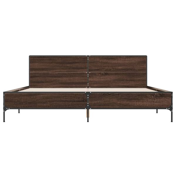 vidaXL Πλαίσιο Κρεβατιού Καφέ Δρυς 180x200 εκ. Επεξ. Ξύλο & Μέταλλο