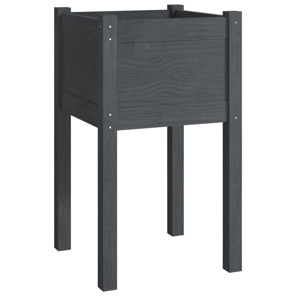 vidaXL Ζαρντινιέρες 2 τεμ. Γκρι 40 x 40 x 70 εκ. Μασίφ Ξύλο Πεύκου