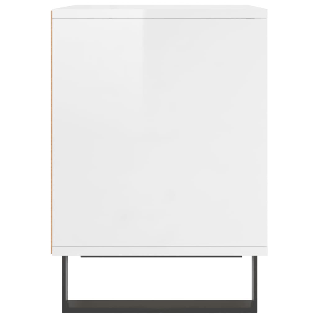 vidaXL Κομοδίνο Γυαλ. Λευκό 40 x 35 x 50 εκ. από Επεξεργασμένο Ξύλο
