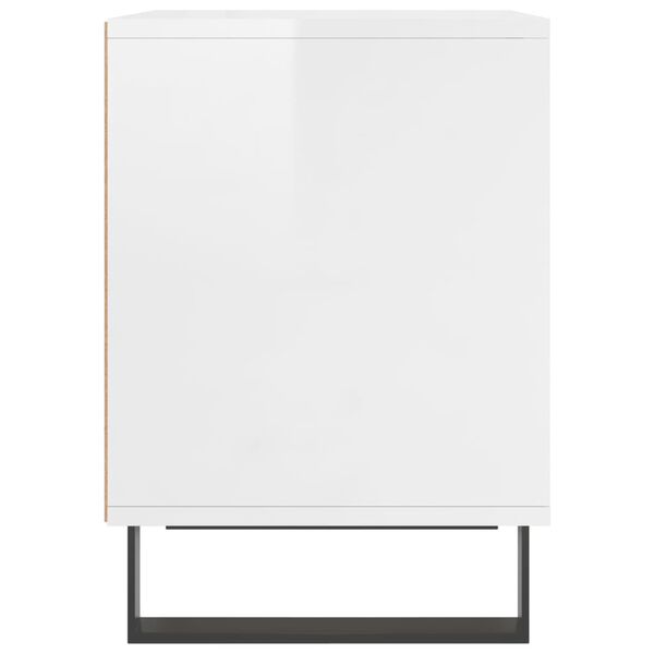 vidaXL Κομοδίνο Γυαλ. Λευκό 40 x 35 x 50 εκ. από Επεξεργασμένο Ξύλο
