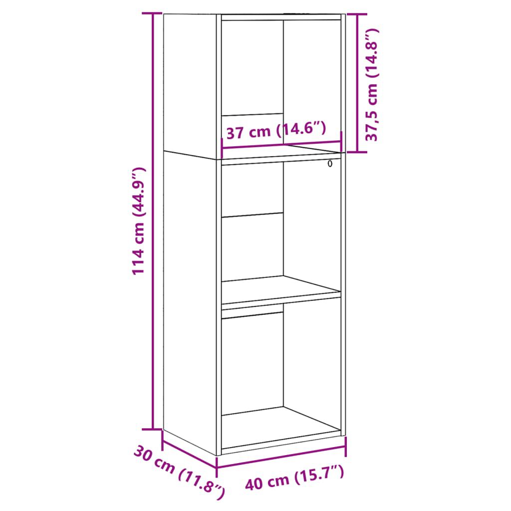 vidaXL Βιβλιοθήκη Γκρι Sonoma 40x30x114 εκ. από Επεξεργασμένο Ξύλο