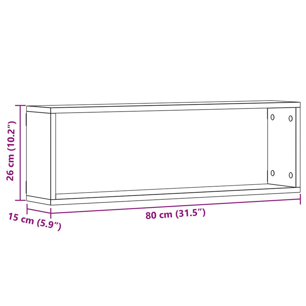 vidaXL Ράφια τοίχου 4 τεμ Μαύρο Δρύς 80x15x26 εκ. Επεξεργασμένο ξύλο
