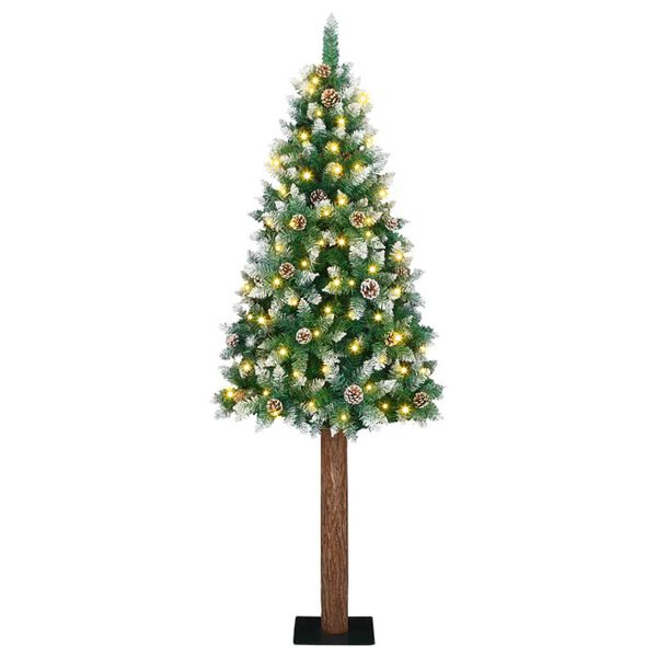 vidaXL Λεπτό Χριστουγεννιάτικο Δέντρο με 300 LEDs Πράσινο 210 εκ. PVC