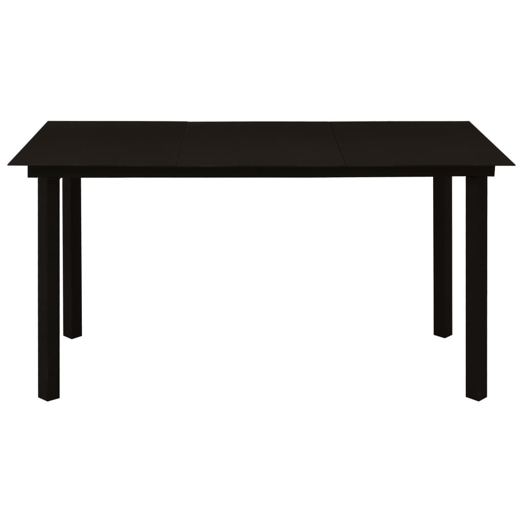 vidaXL Τραπεζαρία Κήπου Μαύρη 150 x 80 x 74 εκ. από Ατσάλι / Γυαλί