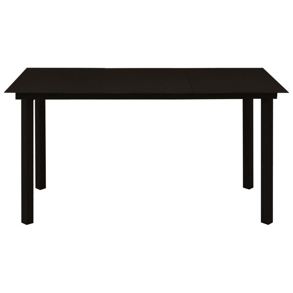 vidaXL Τραπεζαρία Κήπου Μαύρη 150 x 80 x 74 εκ. από Ατσάλι / Γυαλί