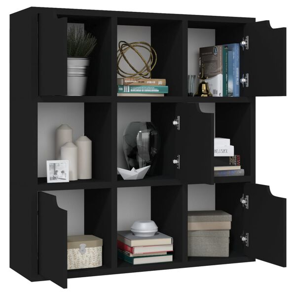 vidaXL Βιβλιοθήκη Μαύρη 88,5 x 27,5 x 88 εκ. από Μοριοσανίδα