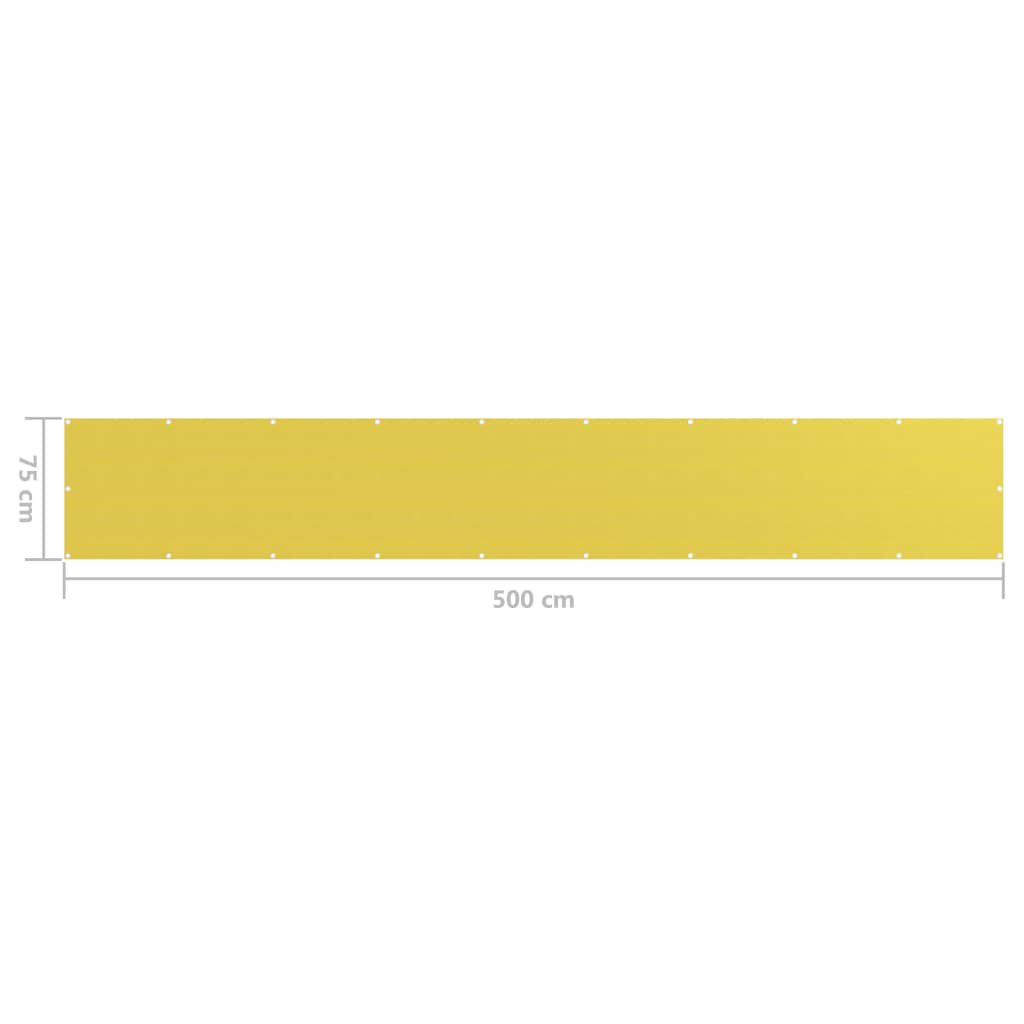vidaXL Διαχωριστικό Βεράντας Κίτρινο 75 x 500 εκ. από HDPE
