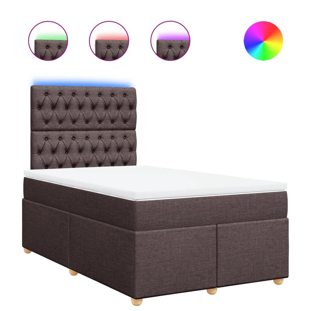 vidaXL Κρεβάτι Boxspring με Στρώμα Σκούρο Καφέ 120x190 εκ Υφασμάτινο
