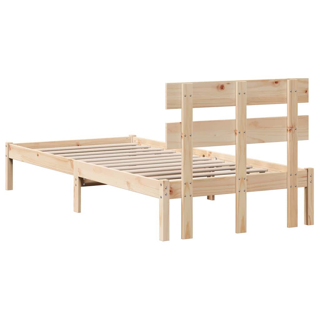 vidaXL Σκελετός Κρεβατιού Καφέ 90 x 200 cm Μασίφ ξύλο πεύκου