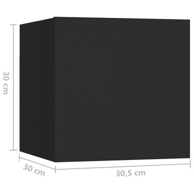 vidaXL Κομοδίνα 2 Τεμαχίων Μαύρα 30,5 x 30 x 30 εκ. από Μοριοσανίδα