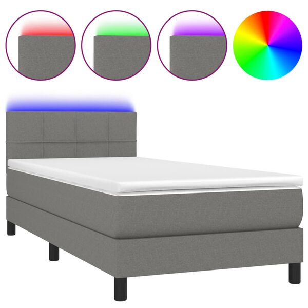 vidaXL &Kappa;&rho;&epsilon;&beta;ά&tau;&iota; Boxspring &mu;&epsilon; &Sigma;&tau;&rho;ώ&mu;&alpha; & LED &Sigma;&kappa;.&Gamma;&kappa;&rho;&iota; 80x200 &epsilon;&kappa;. &Upsilon;&phi;&alpha;&sigma;&mu;ά&tau;&iota;&nu;&omicron;