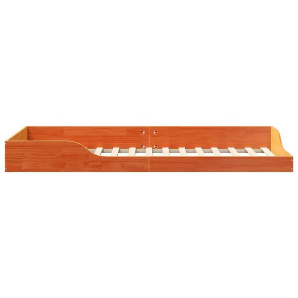 vidaXL Κρεβάτι δαπέδου Καφέ κεριού 100 x 220 cm Μασίφ ξύλο πεύκου