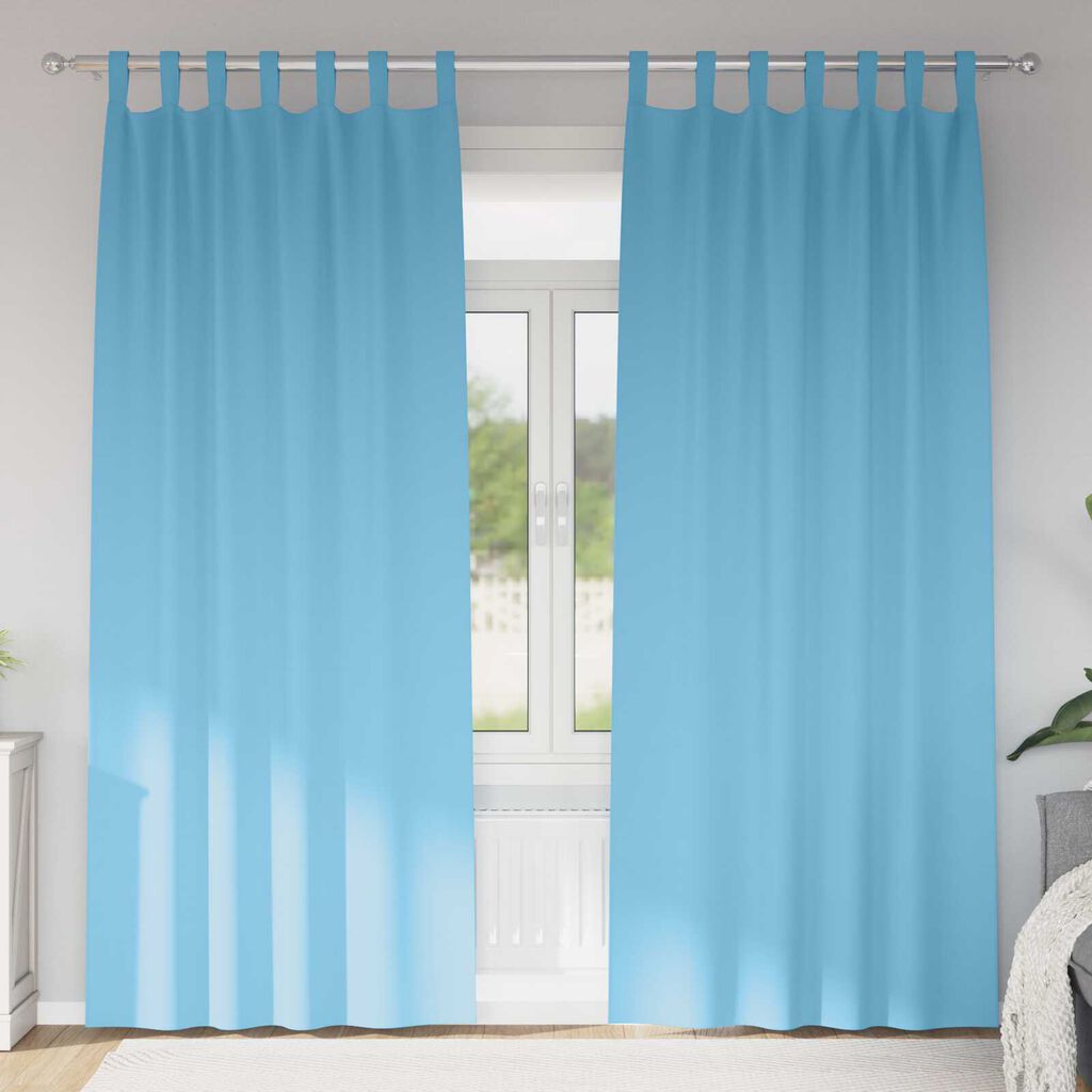 vidaXL Κουρτίνες με κουρτίνες 2 pcs Γαλάζιο 245 x 140 εκ. Πολυεστέρας