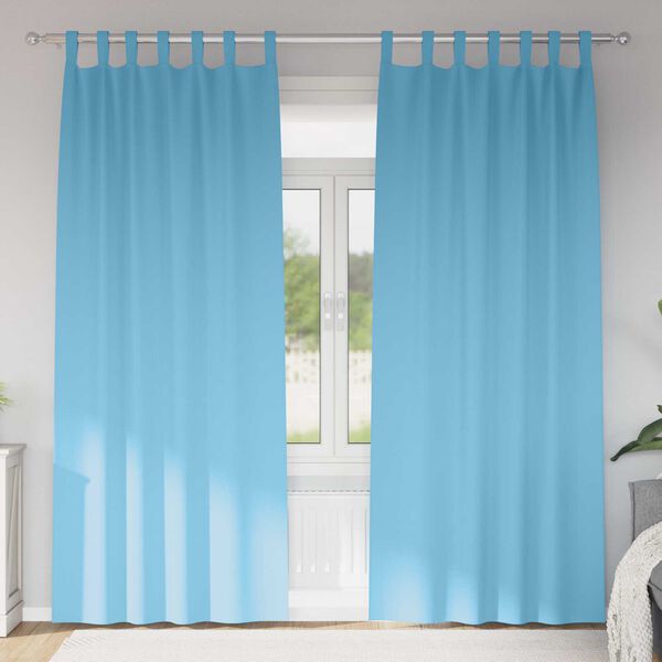 vidaXL Κουρτίνες με κουρτίνες 2 pcs Γαλάζιο 245 x 140 εκ. Πολυεστέρας