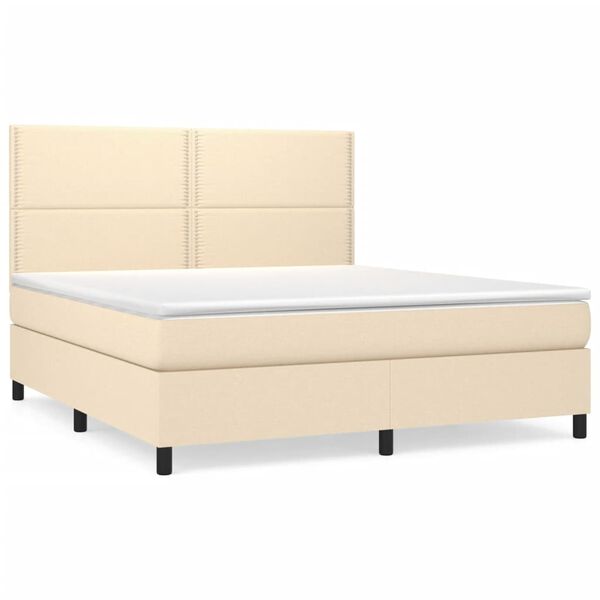 vidaXL &Kappa;&rho;&epsilon;&beta;ά&tau;&iota; Boxspring &mu;&epsilon; &Sigma;&tau;&rho;ώ&mu;&alpha; &Kappa;&rho;&epsilon;&mu; 180x200 &epsilon;&kappa;. &Upsilon;&phi;&alpha;&sigma;&mu;ά&tau;&iota;&nu;&omicron;