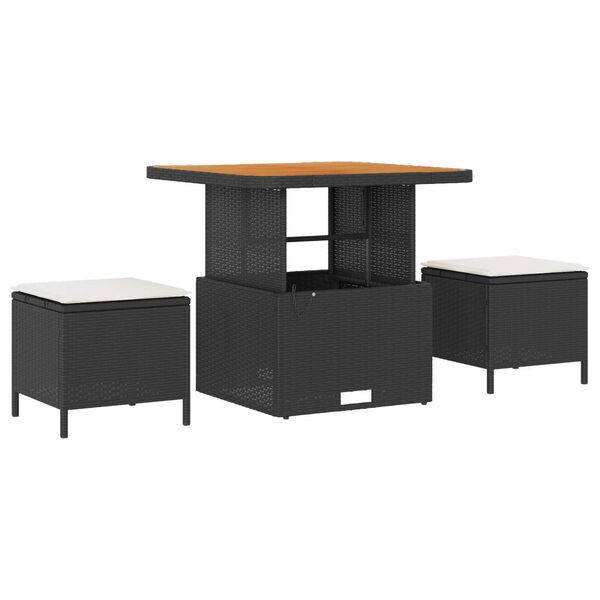 vidaXL Σετ Καναπέ Κήπου Ρυθμιζόμενο ύψος 8 pcs Μαύρο συνθετικό ρατάν