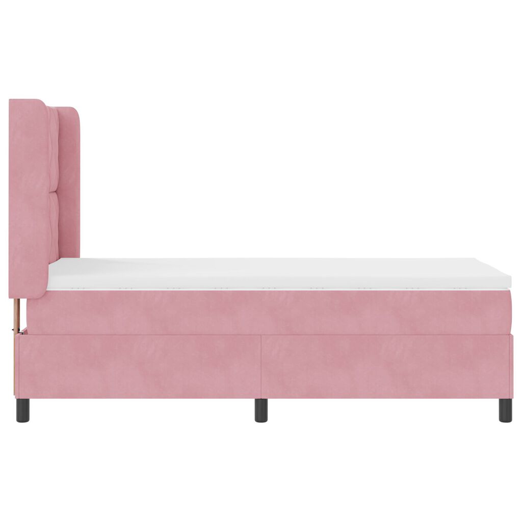 κρεβάτι box spring vidaXL με στρώμα Ροζ 90x190 εκ Βελούδο