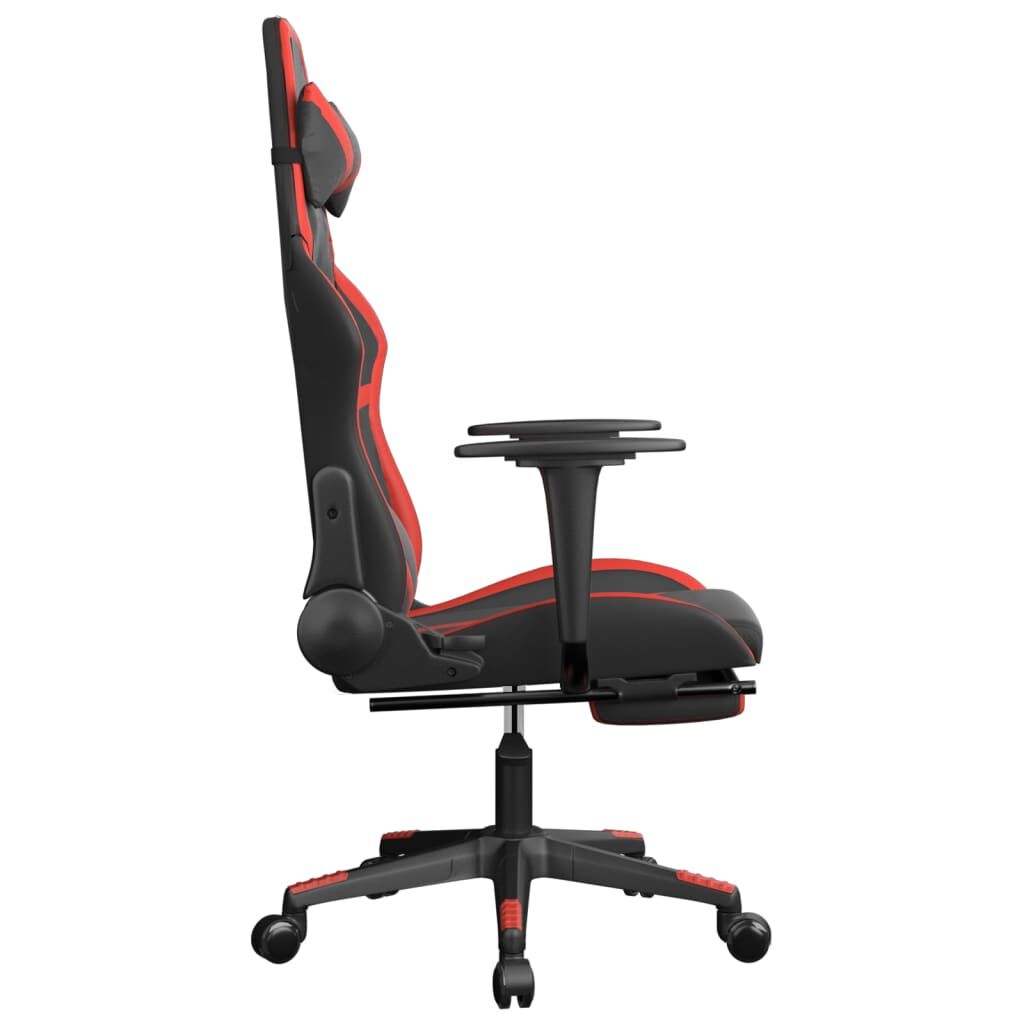 vidaXL Καρέκλα Gaming Μασάζ Υποπόδιο Μαύρο/Κόκκινο από Συνθετικό Δέρμα