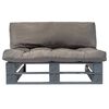 vidaXL Καναπές Κήπου Παλέτες Διθέσιος Ξύλο Πεύκου με Γκρι Μαξιλάρια