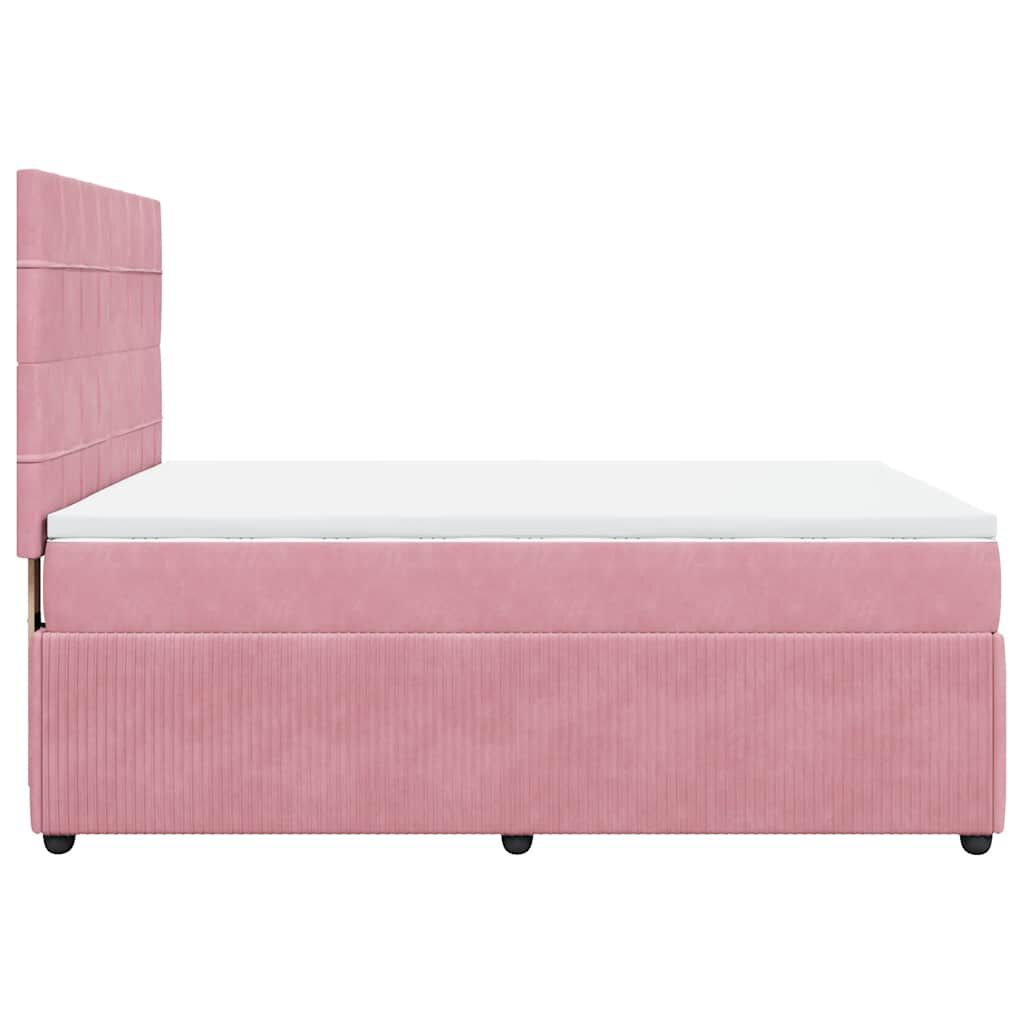 vidaXL Κρεβάτι Boxspring με Στρώμα Ροζ 140x200 εκ. Βελούδινο