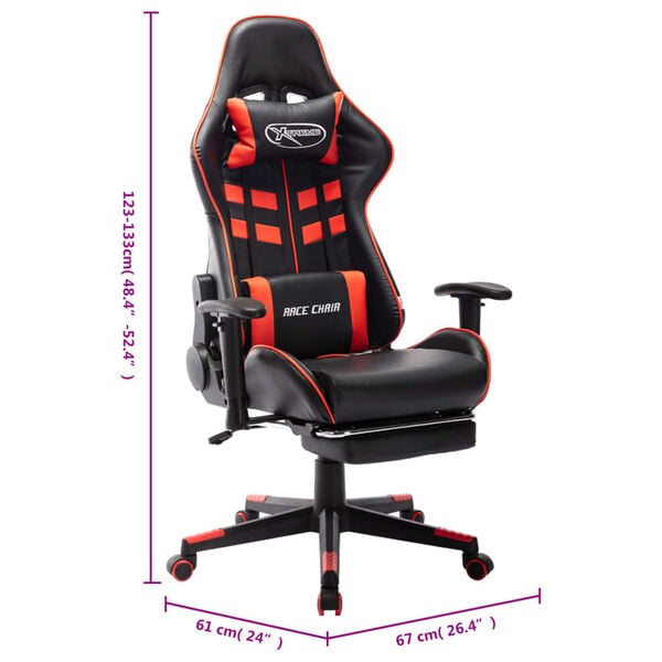vidaXL Καρέκλα Gaming με Υποπόδιο Μαύρο / Κόκκινο από Συνθετικό Δέρμα