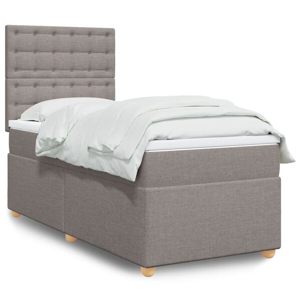 vidaXL &Kappa;&rho;&epsilon;&beta;ά&tau;&iota; Boxspring &mu;&epsilon; &Sigma;&tau;&rho;ώ&mu;&alpha; Taupe 100 x 200 &epsilon;&kappa;. &Upsilon;&phi;&alpha;&sigma;&mu;ά&tau;&iota;&nu;&omicron;