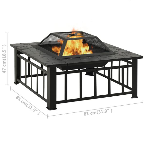 vidaXL Τζάκι Εξωτερικού Χώρου XXL 81x81x47 εκ. Ατσάλινο με Σκαλιστήρι