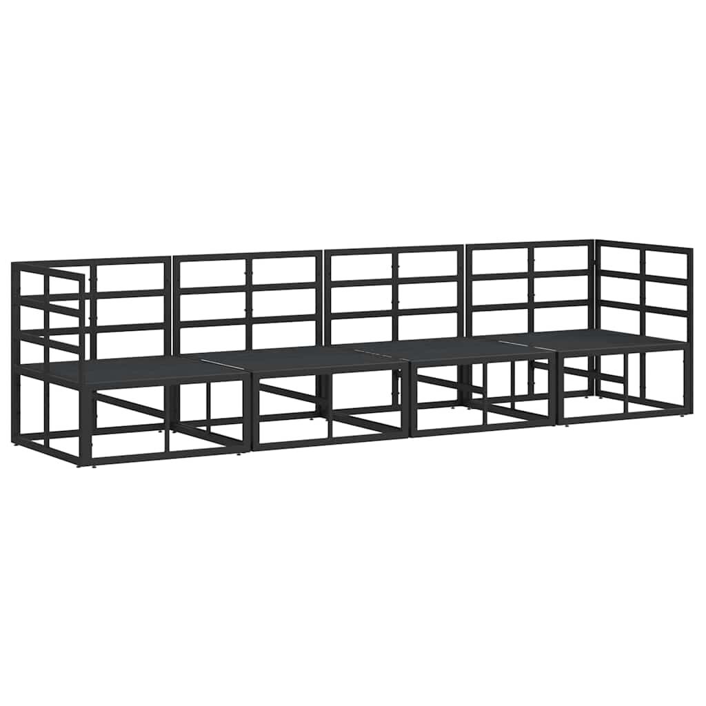 vidaXL Σετ Καναπέ Κήπου με μαξιλάρι 4 pcs Μαύρο Αλουμίνιο