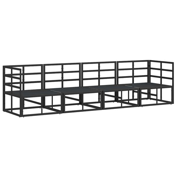 vidaXL Σετ Καναπέ Κήπου με μαξιλάρι 4 pcs Μαύρο Αλουμίνιο