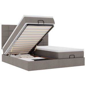 vidaXL Οθωμανικό κρεβάτι με στρώματα & LEDs Taupe 180x200cm ύφασμα