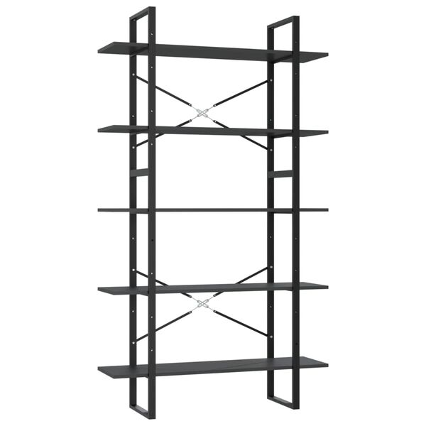 vidaXL Βιβλιοθήκη με 5 Ράφια Γκρι 100 x 30 x 175 εκ. από Επεξ. Ξύλο