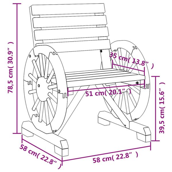 vidaXL Καρέκλα Κήπου 58 x 58 x 78,5 εκ. από Μασίφ Ξύλο Ελάτης