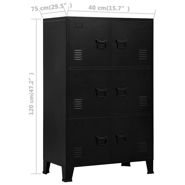 vidaXL Αρχειοθήκη Βιομηχανικού Στιλ Μαύρη 75 x 40 x 120 εκ. Ατσάλινη