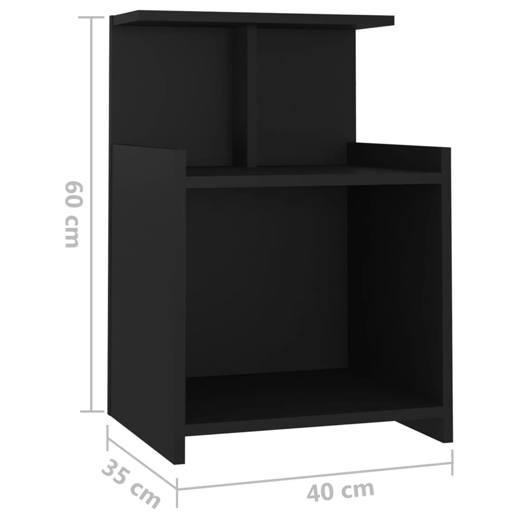 vidaXL Κομοδίνο Μαύρο 40 x 35 x 60 εκ. από Επεξ. Ξύλο