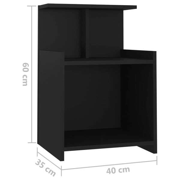 vidaXL Κομοδίνο Μαύρο 40 x 35 x 60 εκ. από Επεξ. Ξύλο