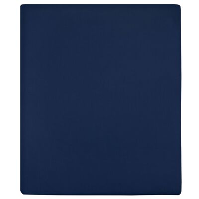vidaXL Σεντόνι Με Λάστιχο Μπλε 160x200 εκ. Βαμβακερό Ζέρσεϊ