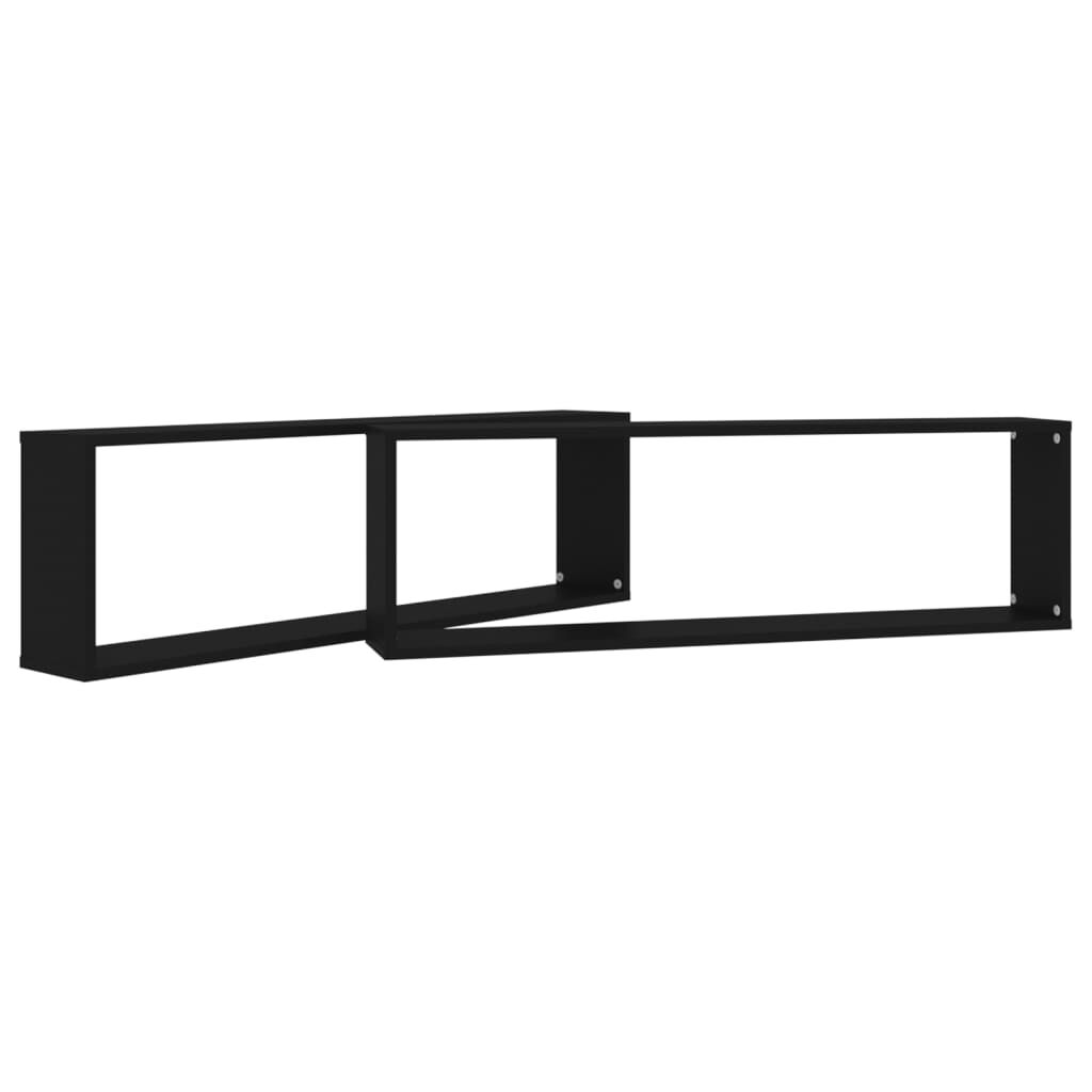vidaXL Ράφια Κύβοι Τοίχου 2 τεμ. Μαύρα 100 x 15 x 30 εκ. Επεξ. Ξύλο