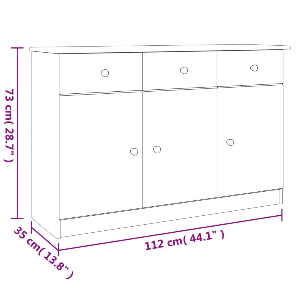 vidaXL Ντουλάπι ALTA 112 x 35 x 73 εκ. από Μασίφ Ξύλο Πεύκου