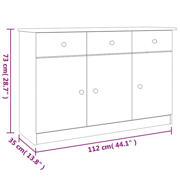 vidaXL Ντουλάπι ALTA 112 x 35 x 73 εκ. από Μασίφ Ξύλο Πεύκου