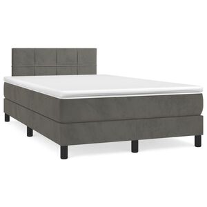 vidaXL Κρεβάτι Boxspring με Στρώμα Σκούρο Γκρι 120x200 εκ. Βελούδινο