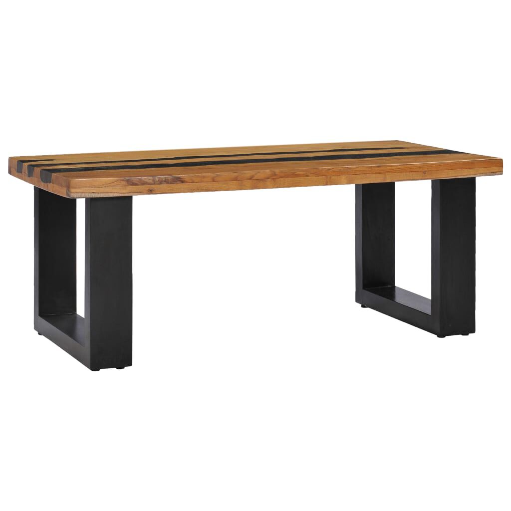 vidaXL Τραπέζι Σαλονιού 100x50x40 εκ. Μασίφ Ξύλο Teak/Ηφαιστ. Πέτρωμα