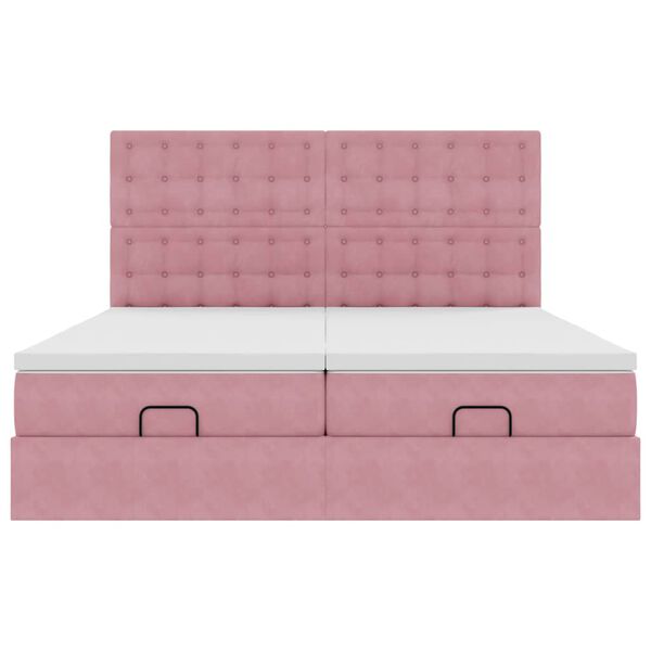 vidaXL Οθωμανικό κρεβάτι με στρώματα ροζ 180x200cm Velvet