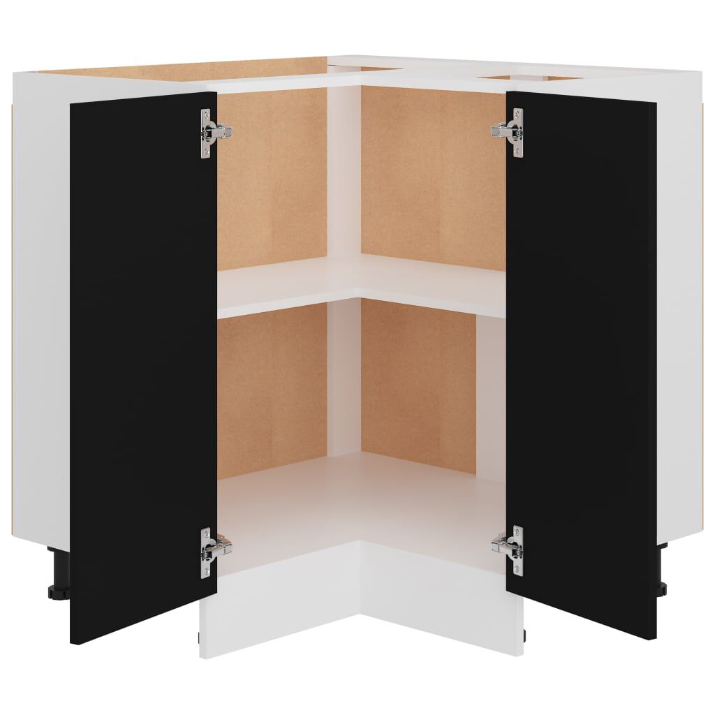 vidaXL Ντουλάπι Δαπέδου Γωνιακό Lyon Μαύρο 75,5x75,5x81,5εκ.