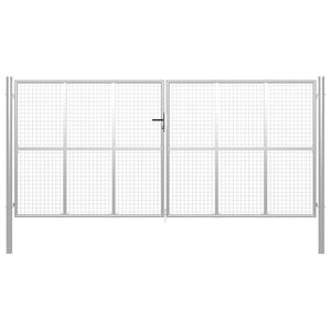 vidaXL Πόρτα Κήπου Ασημί 415x175 εκ. από Γαλβανισμένο Ατσάλι
