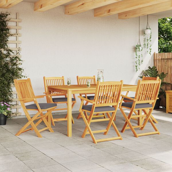 vidaXL Πτυσσόμενη Καρέκλα με μαξιλάρι 6 pcs Γκρι 49 x 57.5 x 92εκ