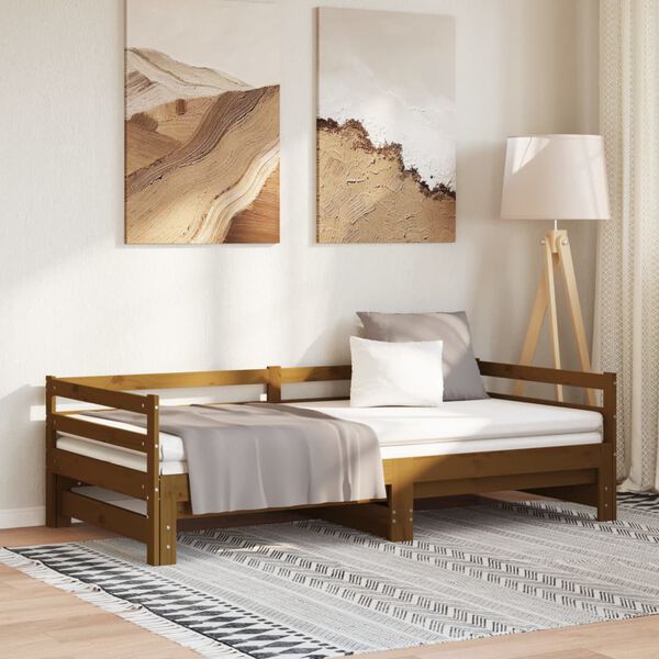 vidaXL Καναπές Κρεβάτι Καφέ Μελί 2 x (90 x 200) εκ. Μασίφ Ξύλο Πεύκου
