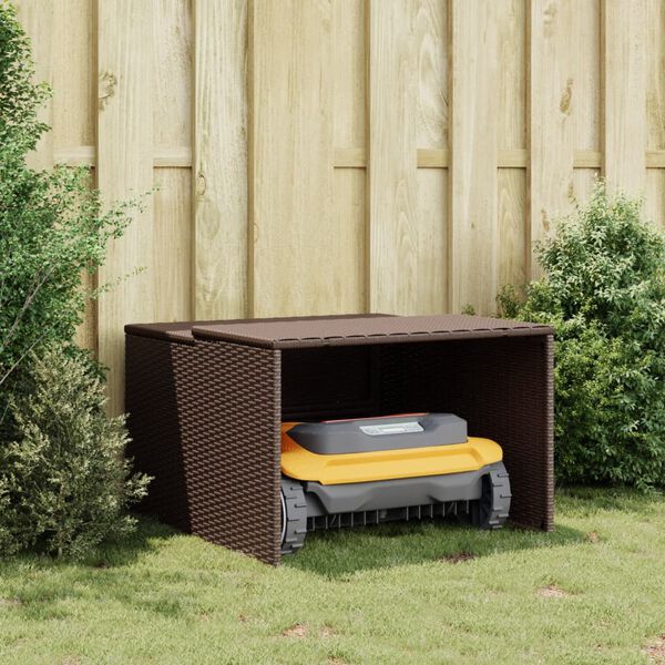 vidaXL Σκέπαστρο για Χλοοκοπτ. Ρομπότ Καφέ 86x90x52/57 εκ. Συνθ. Ρατάν