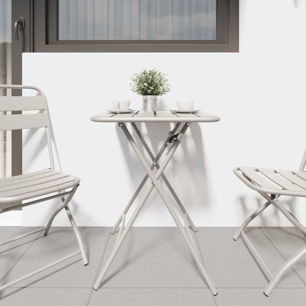 vidaXL Πτυσσόμενο Τραπέζι Κήπου Μπεζ 55x55x73 εκ. Χάλυβας