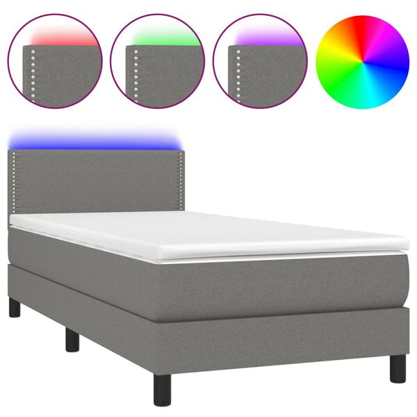 vidaXL &Kappa;&rho;&epsilon;&beta;ά&tau;&iota; Boxspring &mu;&epsilon; &Sigma;&tau;&rho;ώ&mu;&alpha; & LED &Sigma;&kappa;.&Gamma;&kappa;&rho;&iota; 80x200 &epsilon;&kappa;. &Upsilon;&phi;&alpha;&sigma;&mu;ά&tau;&iota;&nu;&omicron;