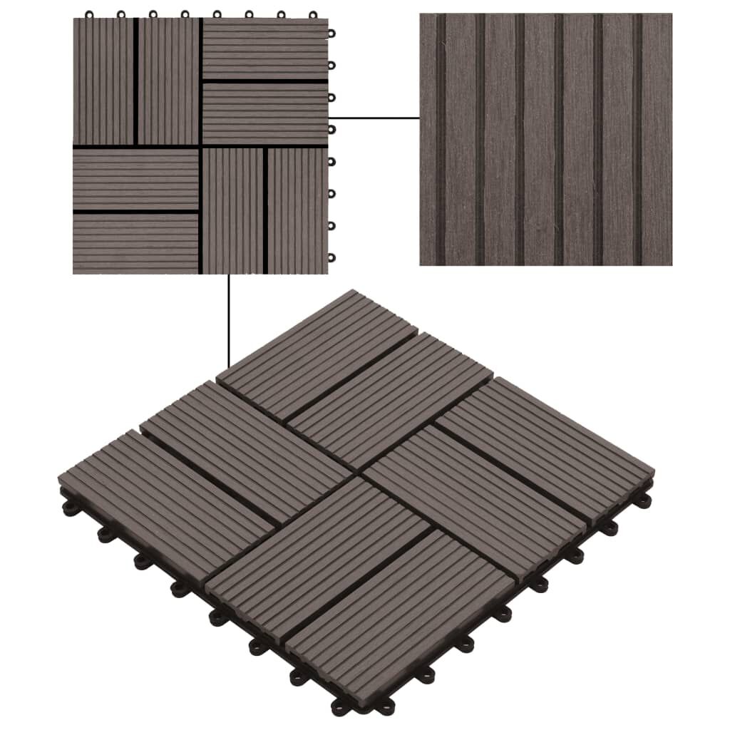 vidaXL Πλακάκια Deck 11 τεμ. Σκούρο Καφέ 30 x 30 εκ. 1 μ² από WPC
